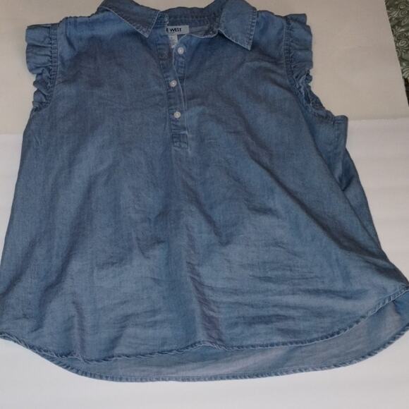 Nine West Denim Blue Ruffled Blouse - Picture 1 of 6